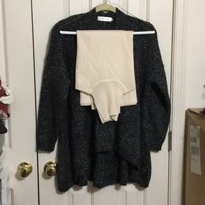 Sweater bundle, black marbled V neck, turtleneck L